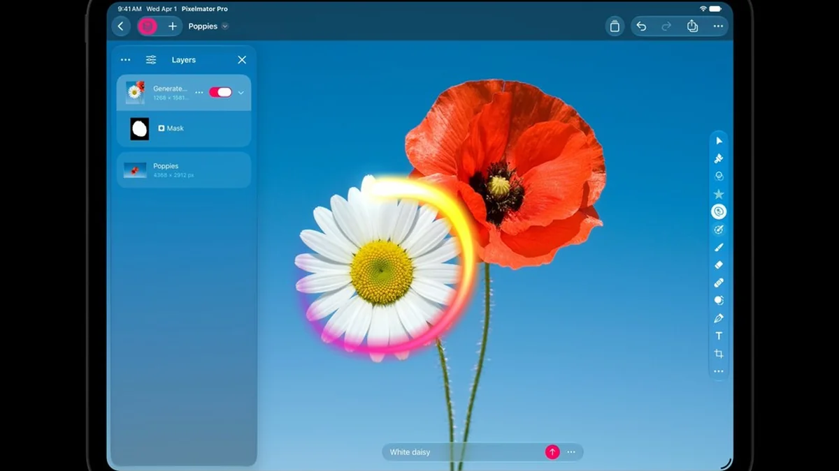 Функция Generate Fill в Pixelmator Pro на iPad