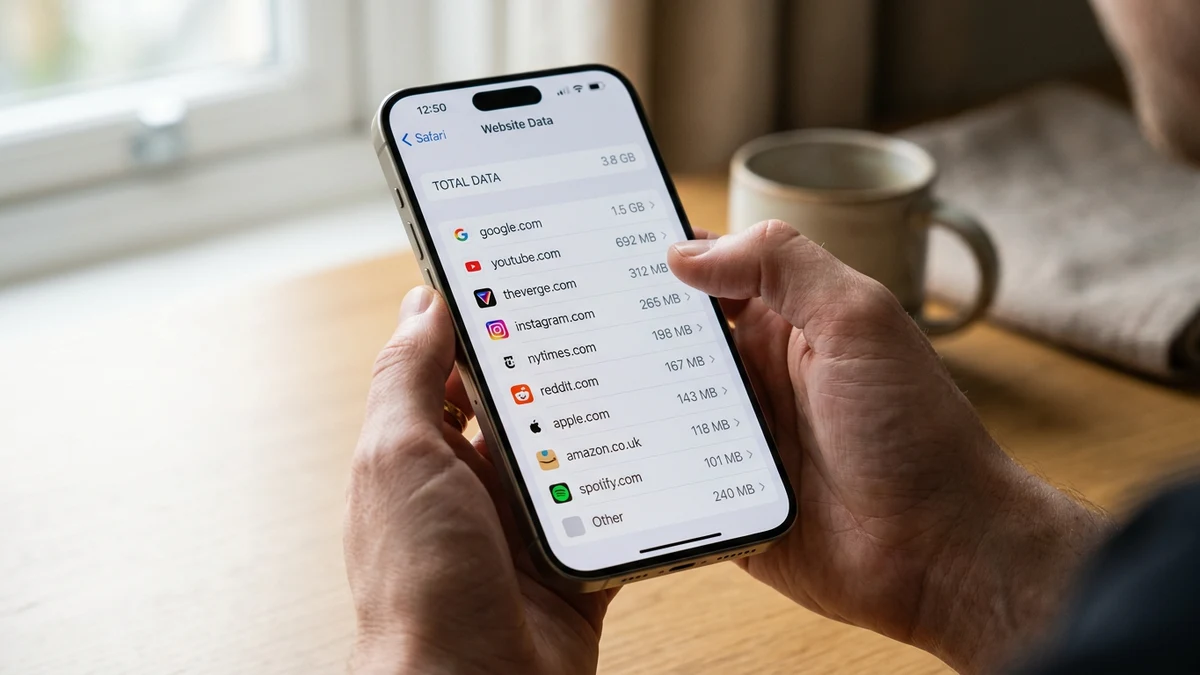 Очистка кэша сайтов Safari в настройках iPhone